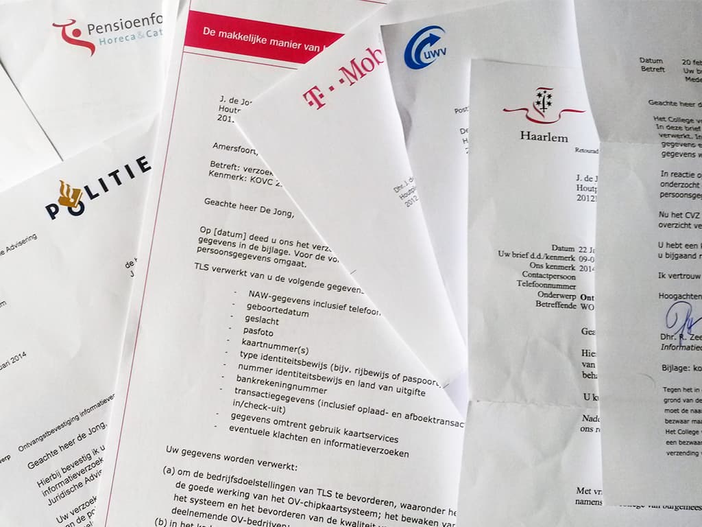 Open Kaart: verstuurde brieven